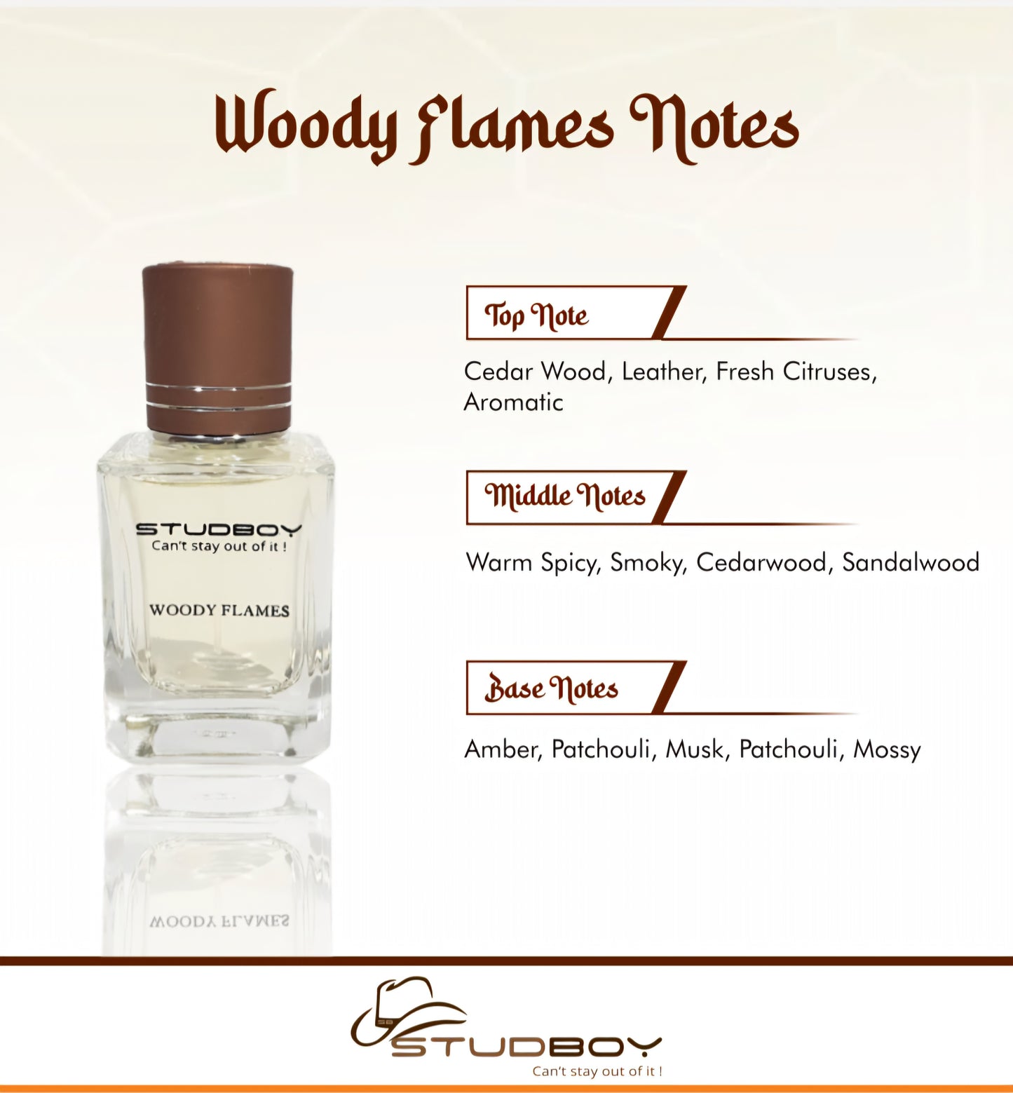 StudBoy Woody Flames Perfume/Parfum, Unisex, 50ml (without box)