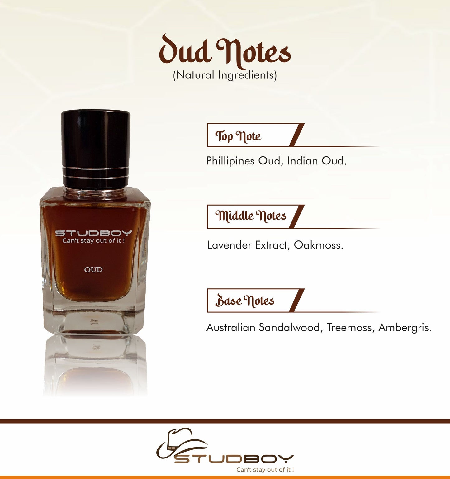 StudBoy Natural Oud Perfume/Parfum, Unisex, 50ml (without box)